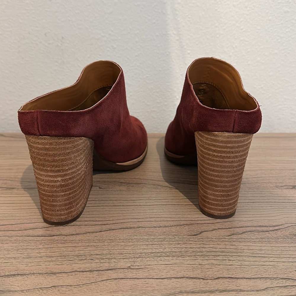 Suede wine Mules with Wooden Heel 9 kork-Ease - Picture 4 of 11